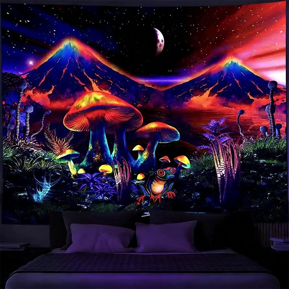 Glowing Tapestries With Cosmic And Fantasy Scenes Uv Reaction Tapestry Background Decoration  Bedroom Party Decoration