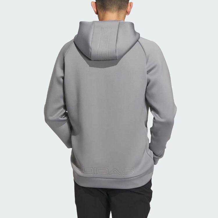 adidas Moletom com Capuz 3D Deboss Spacer Sleeve Cor Sólida Logo Golfe Esportivo Moletons Masculinos Cinza HZ3244