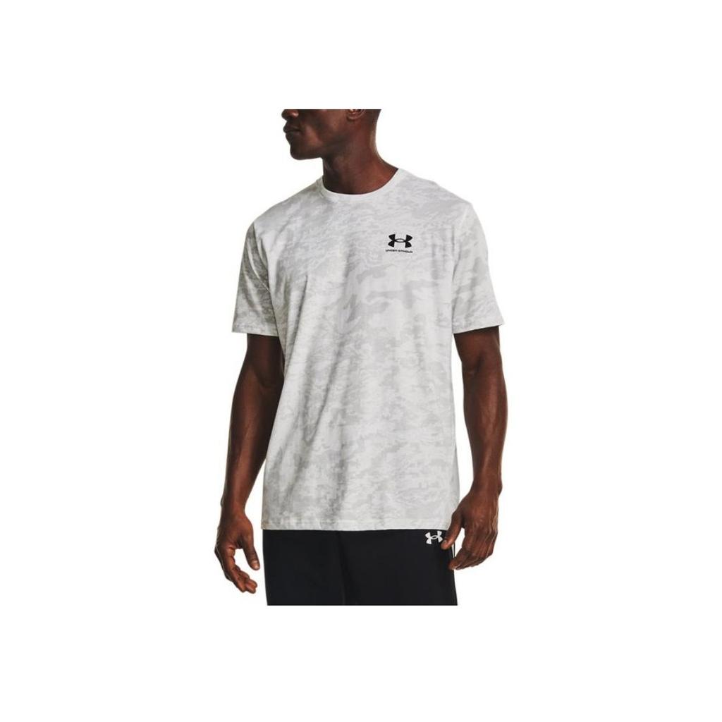 Under Armour Printed Logo Camouflage Crew Neck T-Shirt Men Tops White 1357727-100