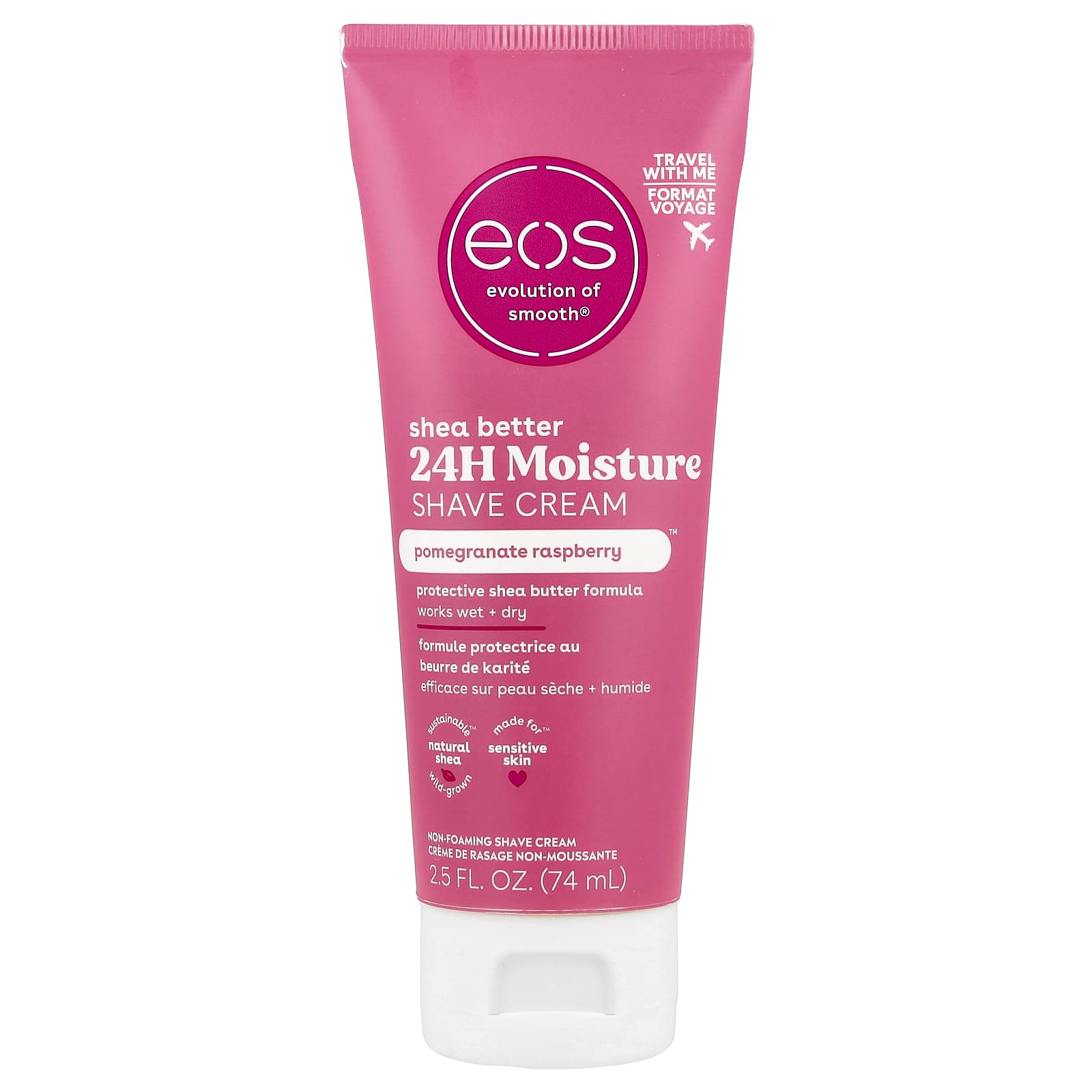 EOS, Shea Better, Крем для бритья с 24-часовым увлажнением, Гранат и Малина, 74 мл (2,5 жидких унции)