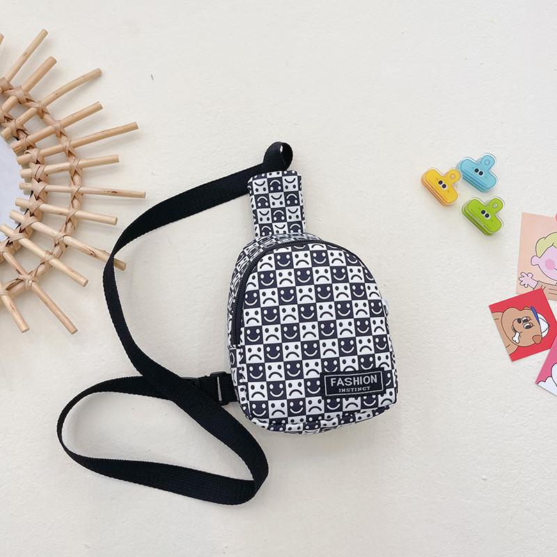 Haonna Modern Backpack For Kids With Trendy Letter Print And Comfortable Design Black Smile