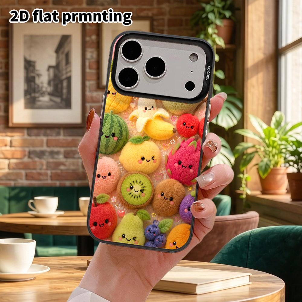 Phone case: 2D flat, suitable for iPhone 18 17 16 15 14 13 12 Pro protective case, fruit family, perfect Christmas and Halloween holiday gift