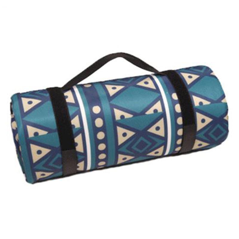 New Bohemia Retro Aluminum Film Base Foldable Picnic Blanket with Storage Rope Composite Process Camping Waterproof Damp-Proof Mat Outdoor Supplies