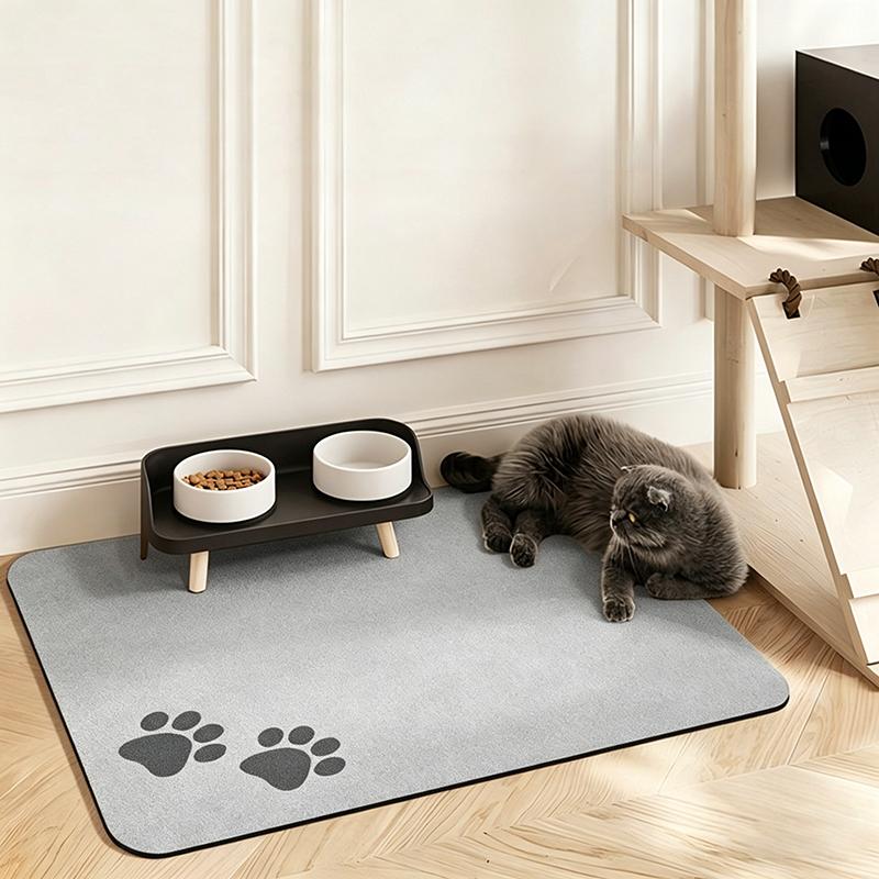 New Diatomaceous Mud Absorbent Pet Placemat For Food And Water Bowl With Waterproof Quick-Dry Rubber Backing Non-Slip Pet Mat