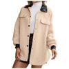 Women's  And Winter Loose Solid Color Stitching Long-sleeved Lapel Lambskin Single-breasted Warm Jacket Coat