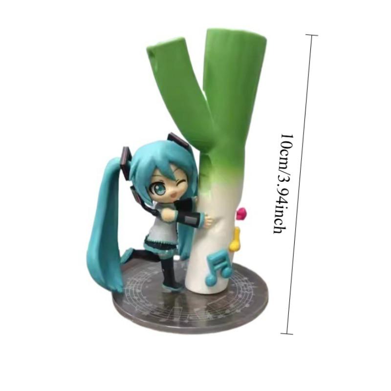 Hatsune Miku Kawaii Holding Welsh Onion Beautiful Girl Figure Model Statue Collection Desktop Decoration Ornament Gifts 10cm
