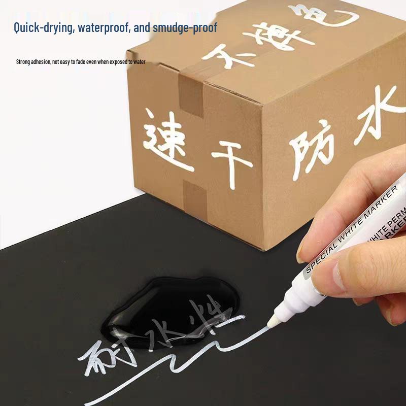 Waterproof, Oil-Proof Permanent Marker, Non-Fading, White Oil-Based, Erasable Green Thick-Head & Red Highlighting Pen