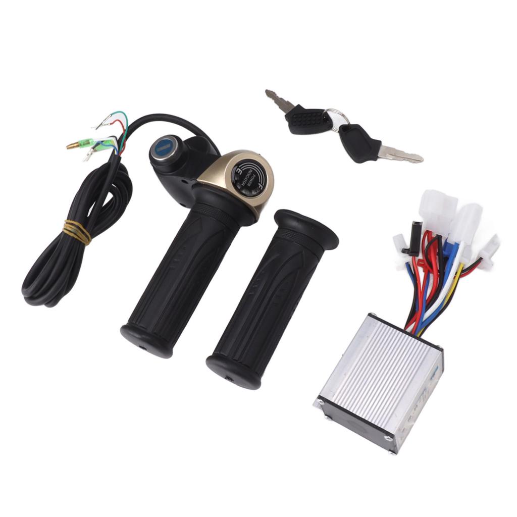 24V 250W Electric Bicycle Brushed Controller Electric Bike Conversion Kit with Round Screen 24V Throttle Grip 2 Keys