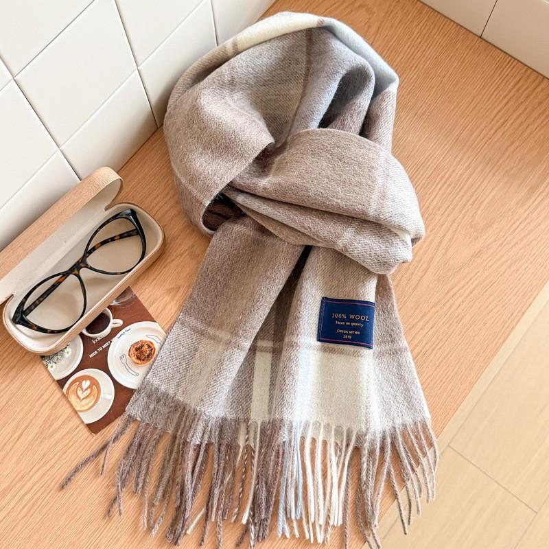 100% Wolle Karierter Schal Herren Damen Paar Warm Kaschmir-Mischung Karriert Winter Halswärmer