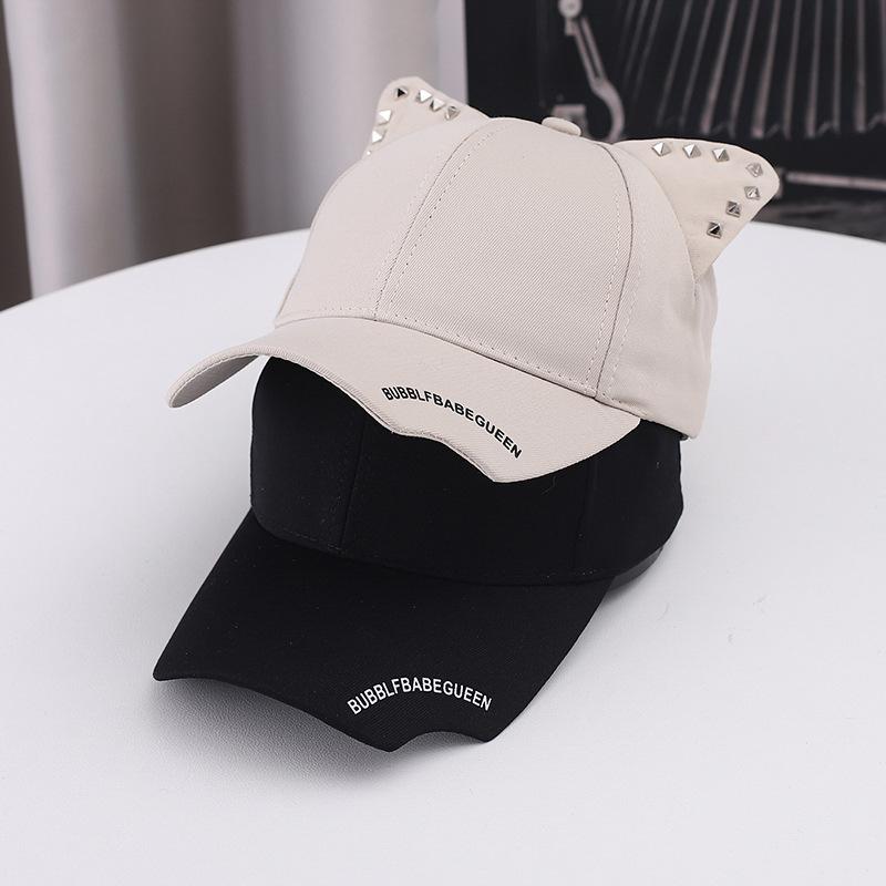 Original Personality Trend Rivet Inlaid Baseball Cap Men's and Women's Cap Cat Ears Denim Baseball Cap