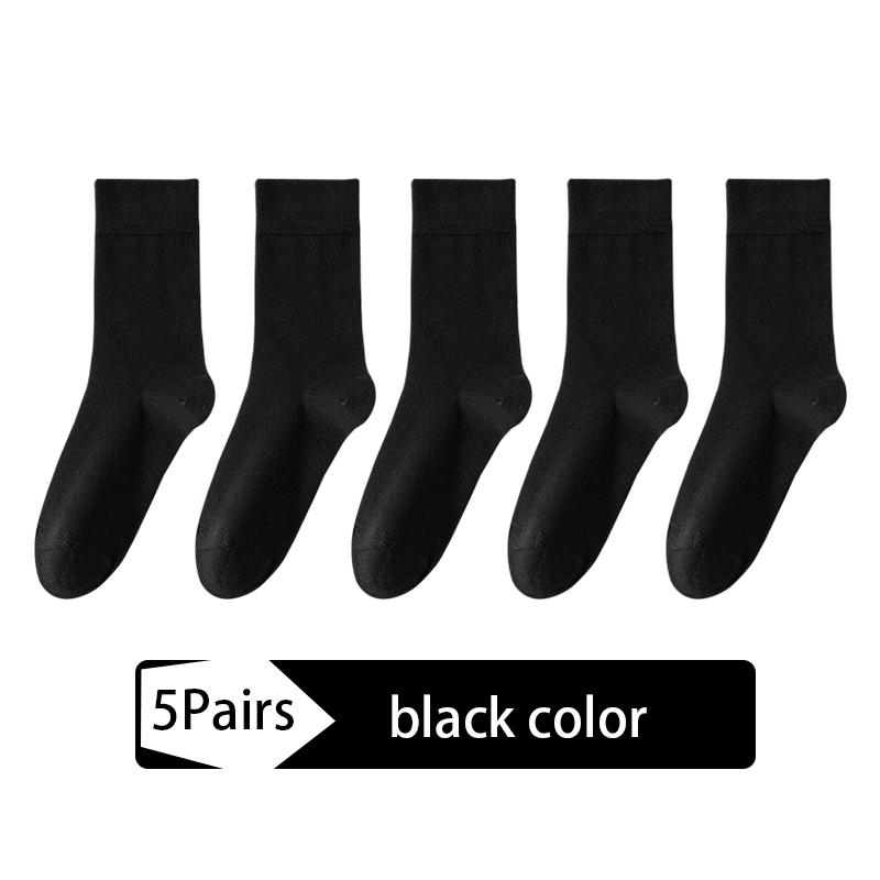 5Pairs Men's Combed Cotton Socks Boneless Suture New Casual Breathable Black White Business Male Long Sock High Quality EU38-45