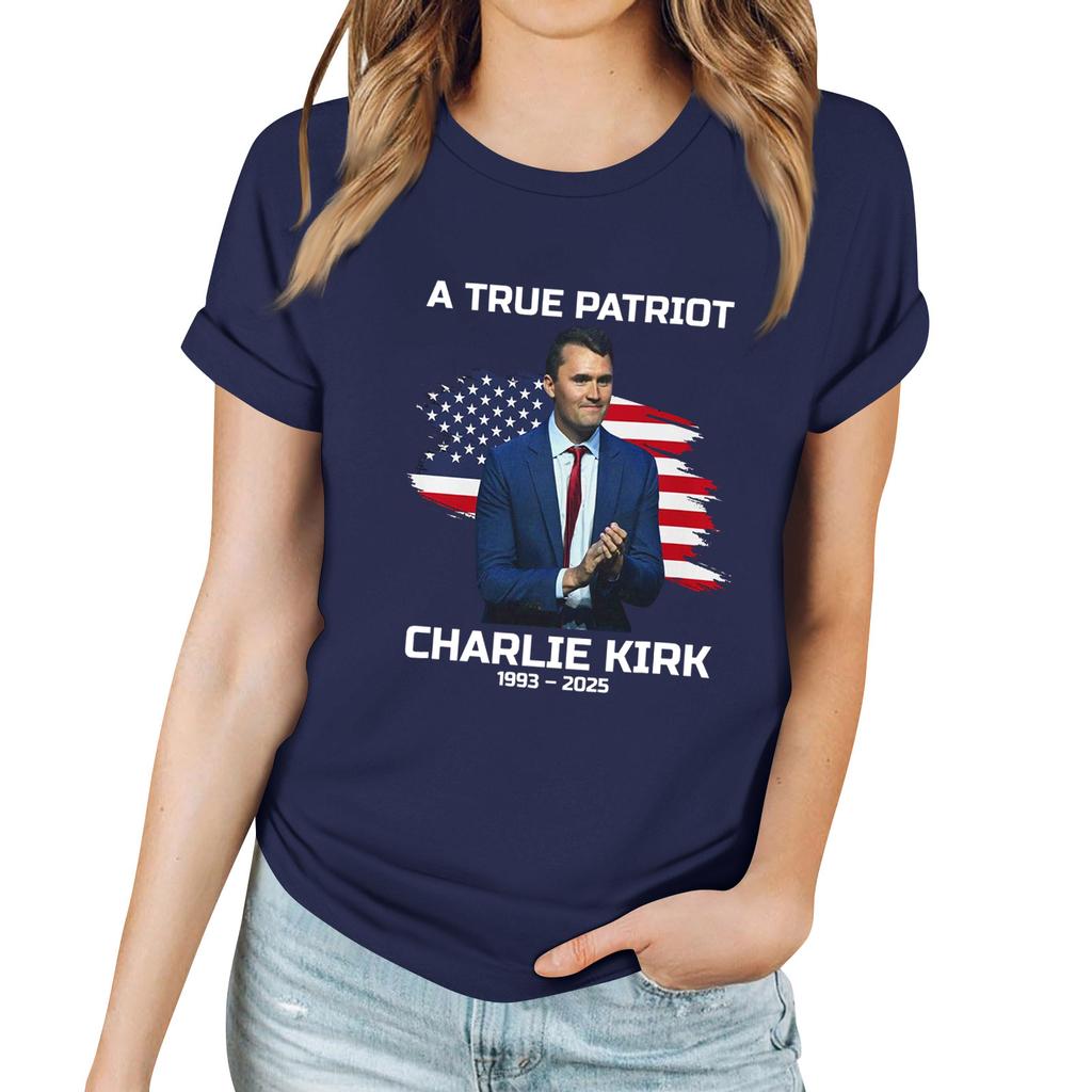 Női alkalmi mintás póló kerek nyakkivágással, pulóver, rövid ujjú felső