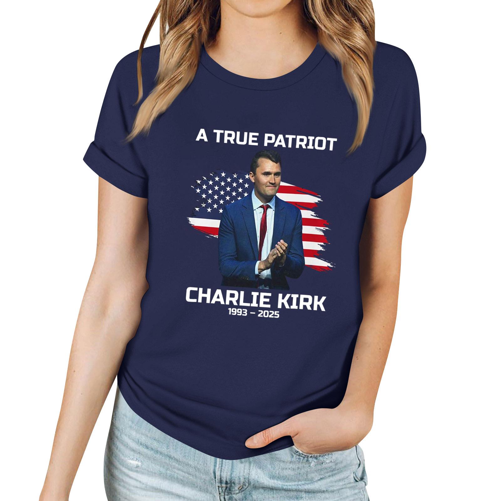 

Женская повседневная футболка с принтом, пуловер с круглым вырезом, топ с короткими рукавами XXL тёмно-синий