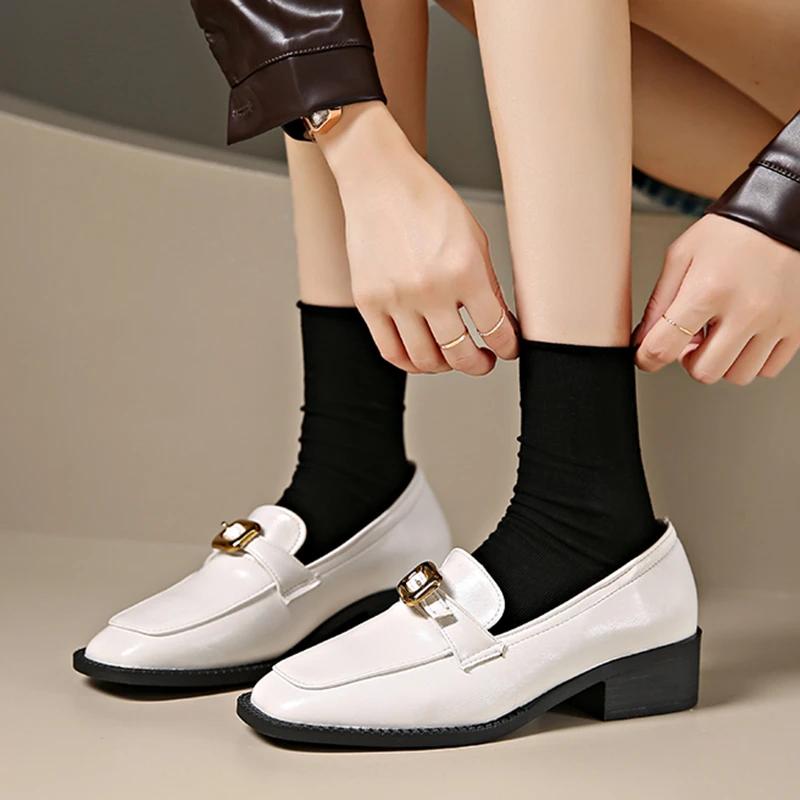 Women's Shoes 2024 Fashion Metal Decoration Office and Career Hot Sale Square Toe Heels Women Brand Slip-on Women's High Heels