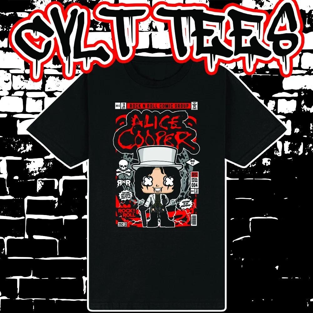 Men s and Women s T-shirts Alice Cooper Comic Book Cover style Tee ~ 100% Cotton L