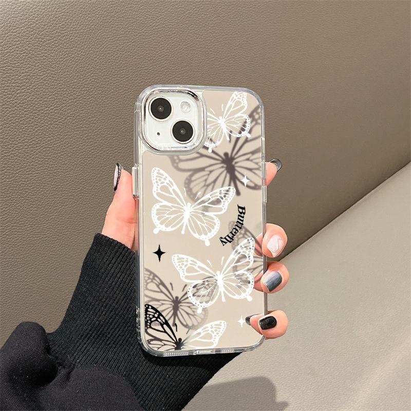 Phantom butterfly mirror for iPhone17pormax mobile phone case 16pro electroplating button 14 Apple 13/15