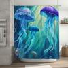 Underwater World: Colorful Jellyfish Shower Curtain Set for Bathroom Decor 72x84 inches Water-resistant Fabric with Hooks Includ