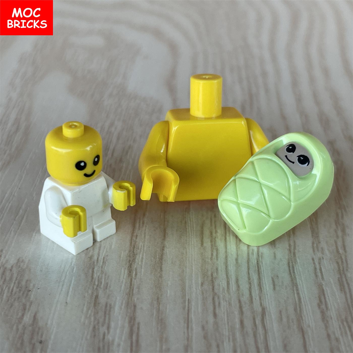 MOC Stenen Gereedschap Handen Armen Houden Baby 4CM Figuur Dragen ZELF TE BOUWEN Bouwstenen Accessoires Voor Kinderen