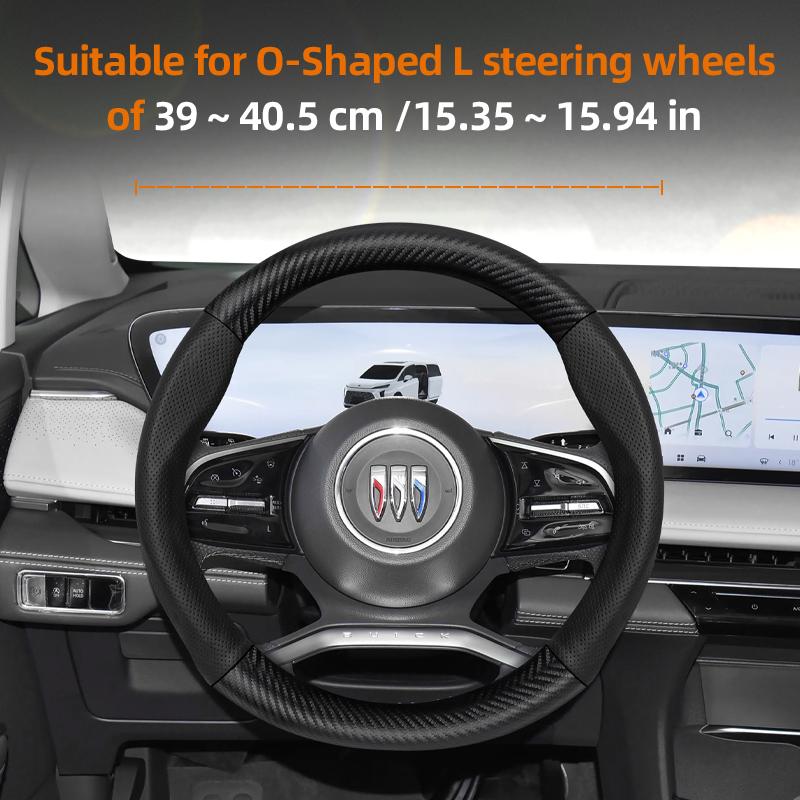 Suitable for Buick Perforated Leather Matte Carbon Fiber Texture Steering Wheel Cover Encore GX Envista Envision Enclave Black