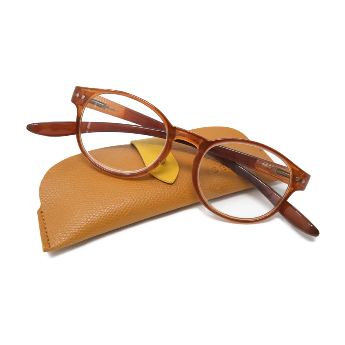 

[VIGRAD] Stylish reading glasses with case; can be worn around the neck when not in use; BT2020 Lightweight Senior Glasses Reading Glasses (Orange +2.