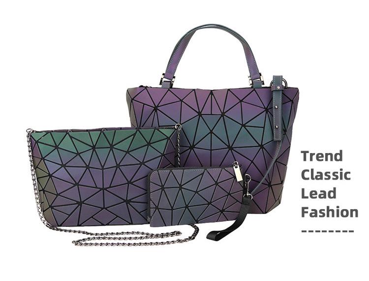 Pochette Geometrica Floreale Iridescente da Donna Luminosa - Tendenza, Cambia Colore, alla Moda con Zip