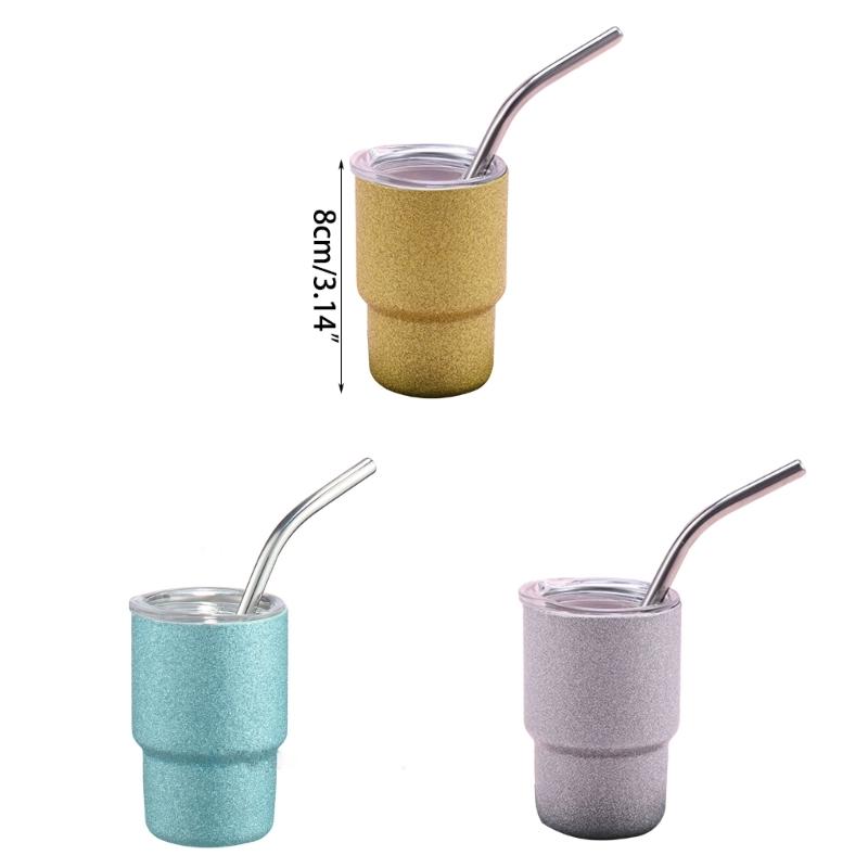 Unique Wine Cups Mini Mugs Stainless Steel Wine Cups Shot Glasses with Straw Perfect for Picnics Wine Tastings and Party