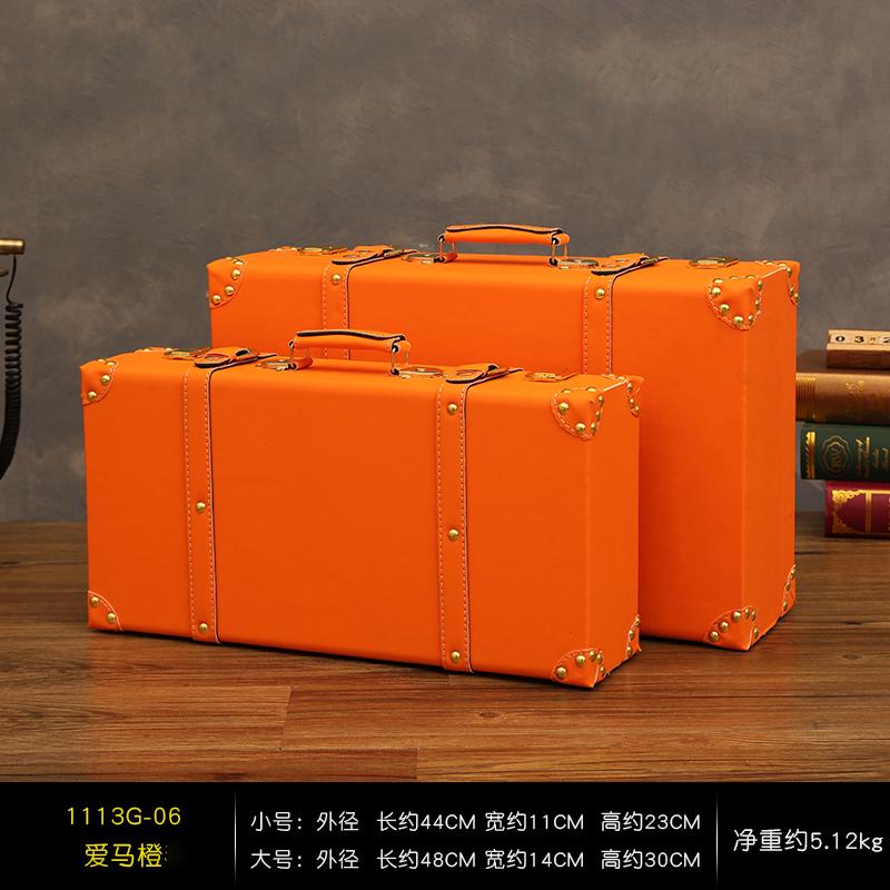 Retro European Wooden Handheld Storage Box Luxury Leather Suitcase Display Prop Box Family Storage Tools Wooden Case Leather