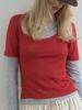 KIJUN Layered Jersey Top Red