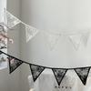 Romantic Lace Fabric Flower Garland Pennant Girls Room Wall Hanging Banner for Kids Birthday Baby Shower Wedding Party Decor