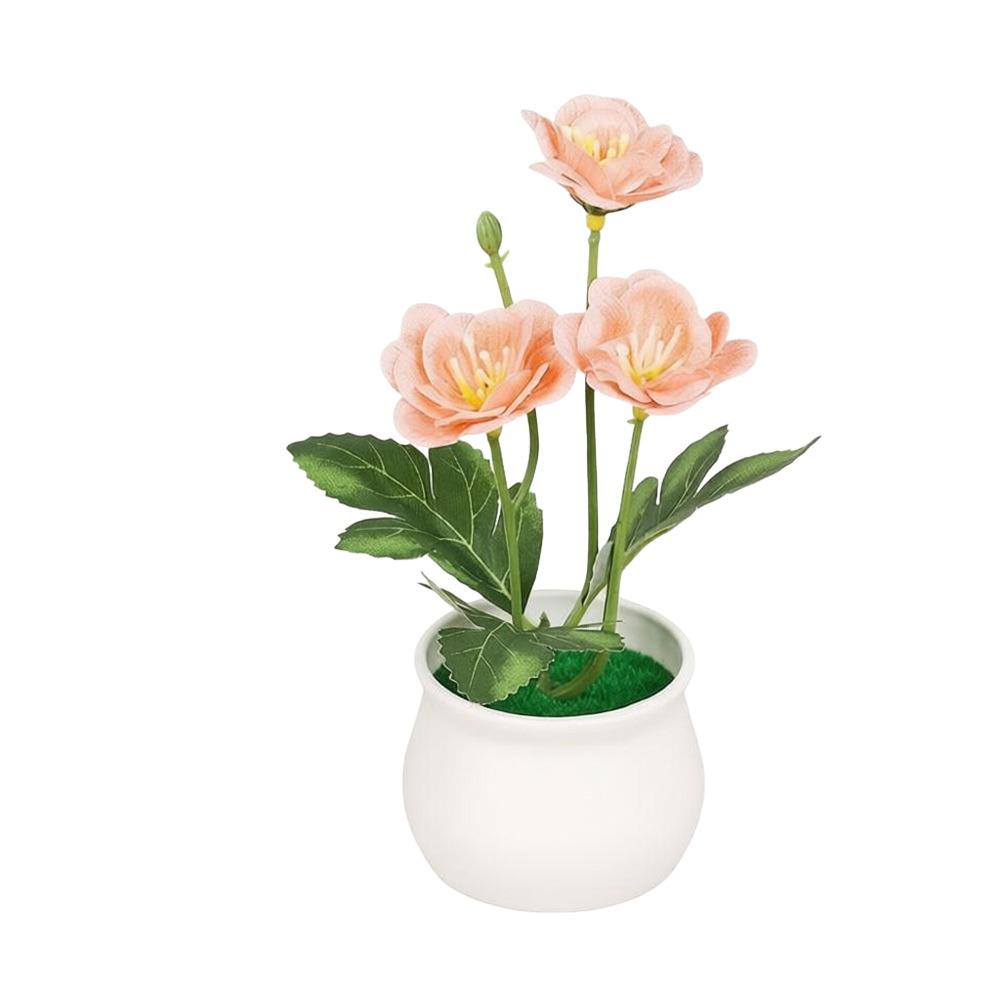 Цветок Сливы Растение Искусственный Цветок Настольный Дисплей с Горшком Размещение Растения в Горшке Искусственное Растение Цветочный Горшок темно-розовый