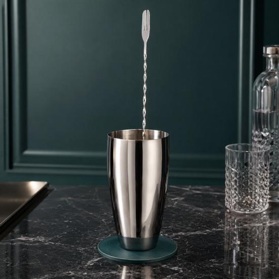 Dual Head Bar Spoon, Cocktail Mixing Spoon, Cocktail Stirrers with Long Handle, Stainless Steel Drink Stirrers with Trident Tip for Coffee