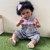 24 Inch Black Skin Reborn Baby Dolls Suesue Soft Cloth Body Real Life Newborn Dolls Handmade Rooted Curly Hair Realistic Baby Dolls for Kids Xmas Gift