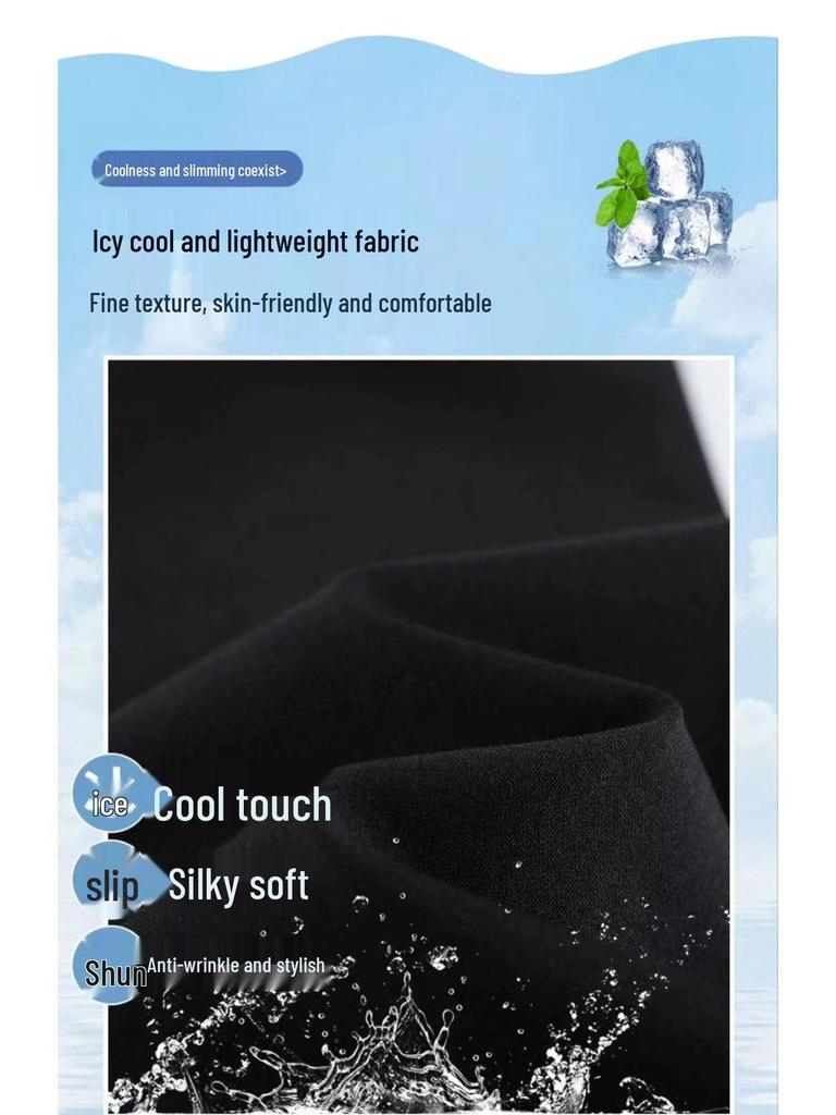 Women's High Waist Flared Black Pants - Slimming, Elastic, Split Hem, Casual - Small Size for Petite Figures, Summer Wear