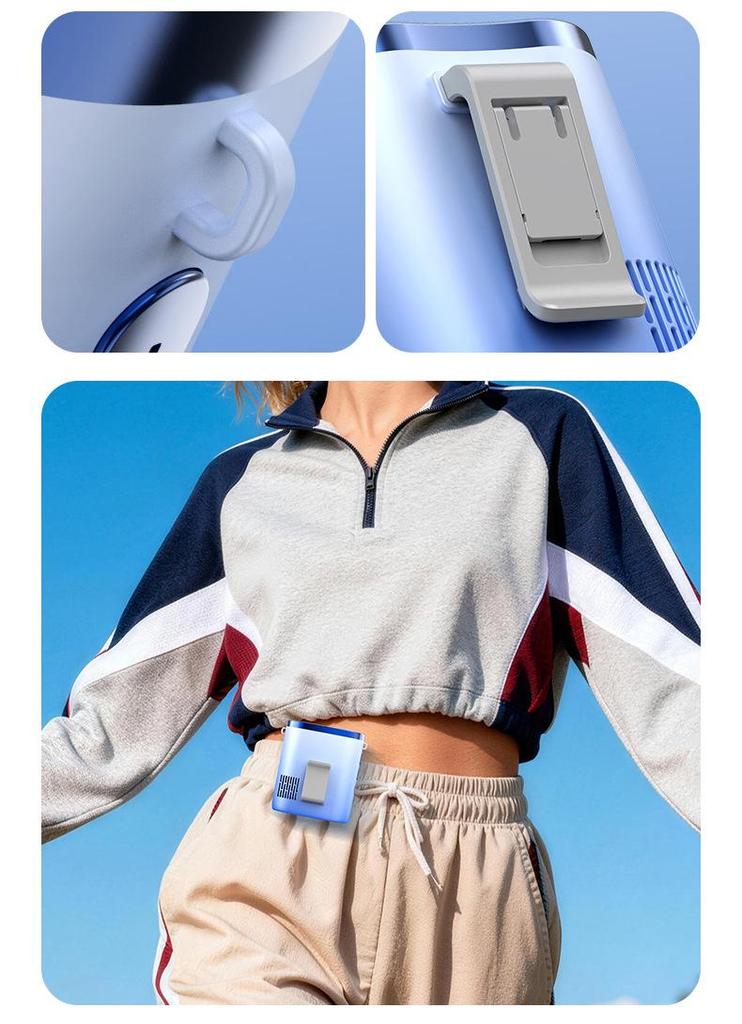 2026 Portable Rechargeable Wearable Waist Fan - Silent, Long Battery Life, Clip-on, Neck Hanging Small Fan for Outdoors