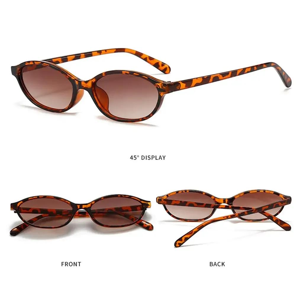 Retro Oval Sunglasses for Women Chic Cat Eye 90s Sunnies Lightweight Narrow Shades Trendy UV protection Sun Glasses