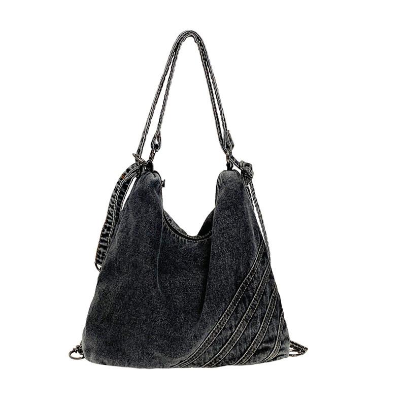 Denim Bag For Women With Zipper Closure And Inner Pockets For Daily
