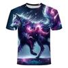 Children's 3D Printed Wolf Pattern T-shirt, Cool Animal Print Short-sleeve T-shirt, Summer Casual Street Style Top
