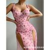 European and American large-size erotic underwear sexy slit dress thong two-piece uniform temptation