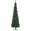 Christmas Tree 225cm with 706 Branches, Narrow Pencil-Shaped Christmas Tree with 56 Pine Cones, Foldable Base, Green
