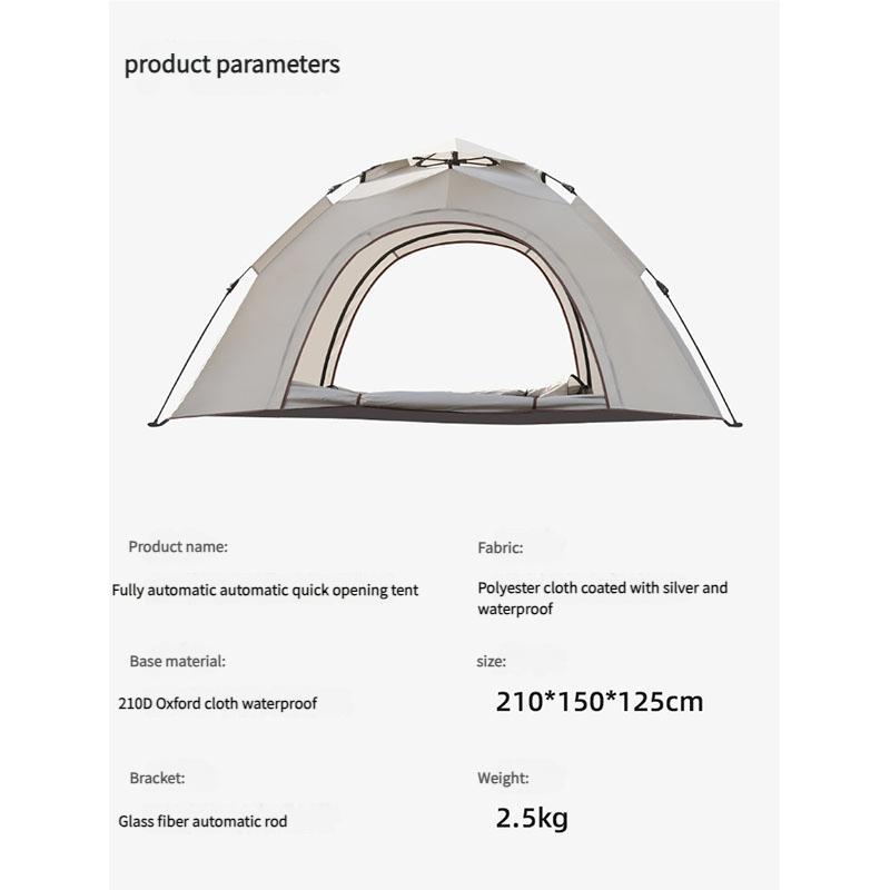 Automatic Pop Up Camping Tent Instant Setup Foldable Waterproof Sun Shelter Heavy Duty Polyester Fabric Double Layer for Outdoor Picnic Beach