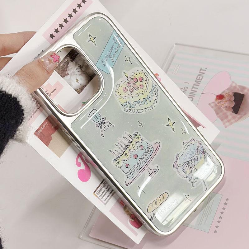 Zhitai Electroplated Silver Edge Drip Glue Case for iPhone 16 Pro Max, Fits iPhone 15, 14, 13, and Huawei P70