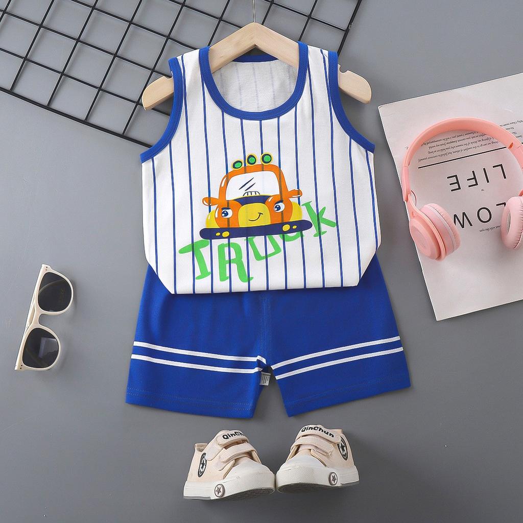 Kid's 2 Piece Printed Suit Short Sleeve Button Up Top Wide Leg Pants Suit Set Pajamas Home Casual Suit