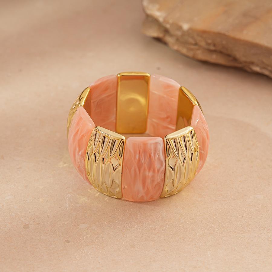 Irregular Pink Acrylic Openning Bangles for Women Personality Sweet Smudging Cuff Bracelet Smooth Resin Wristband