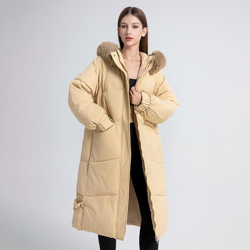 Padded jacket winter new women's long over-knee padded jacket big fur collar thickened warm padded jacket trendy