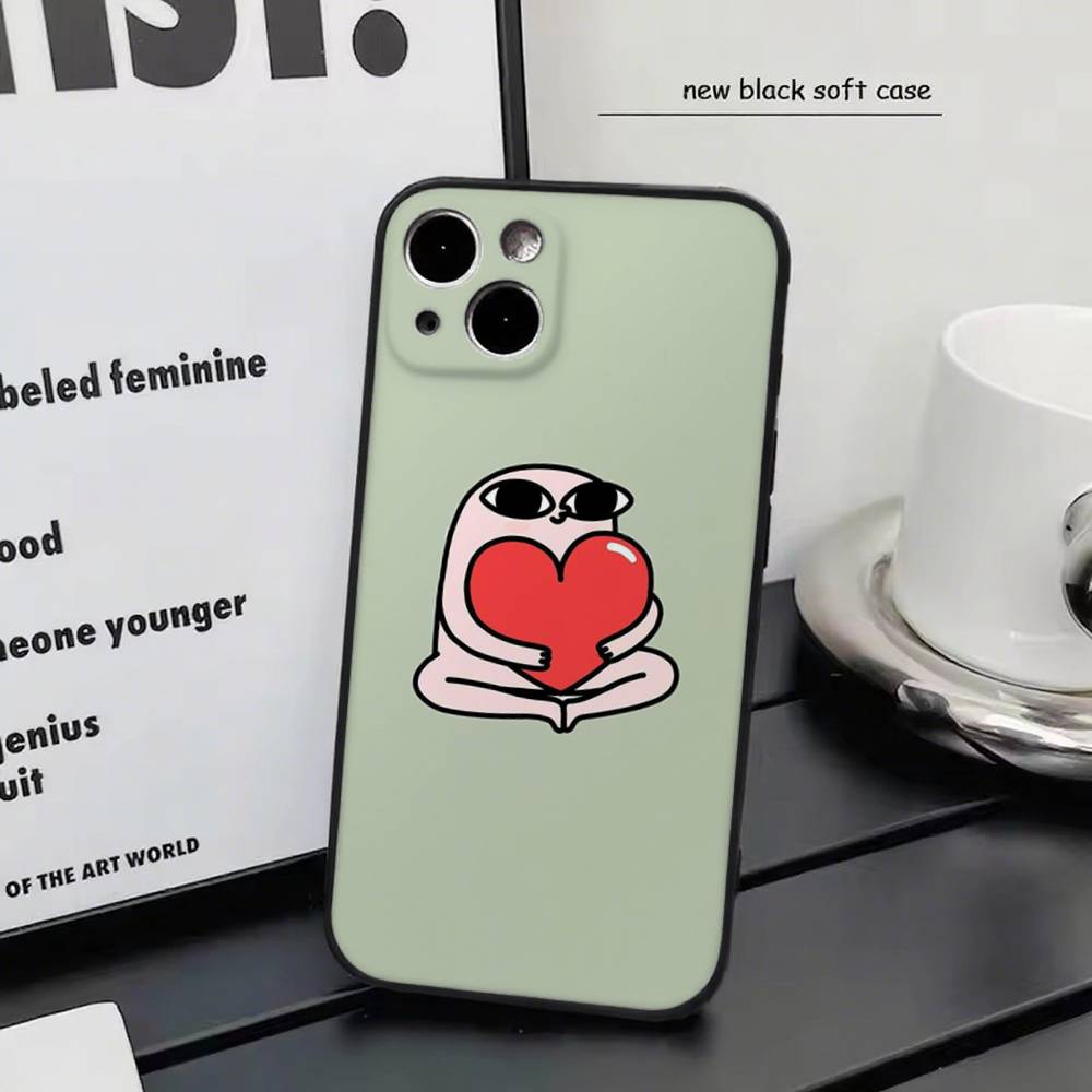 Pink Cartoon Funny big eyes ketnipz For iPhone 17 air 16 15 14 13 12 11 Pro Black Soft Cover Phone Case