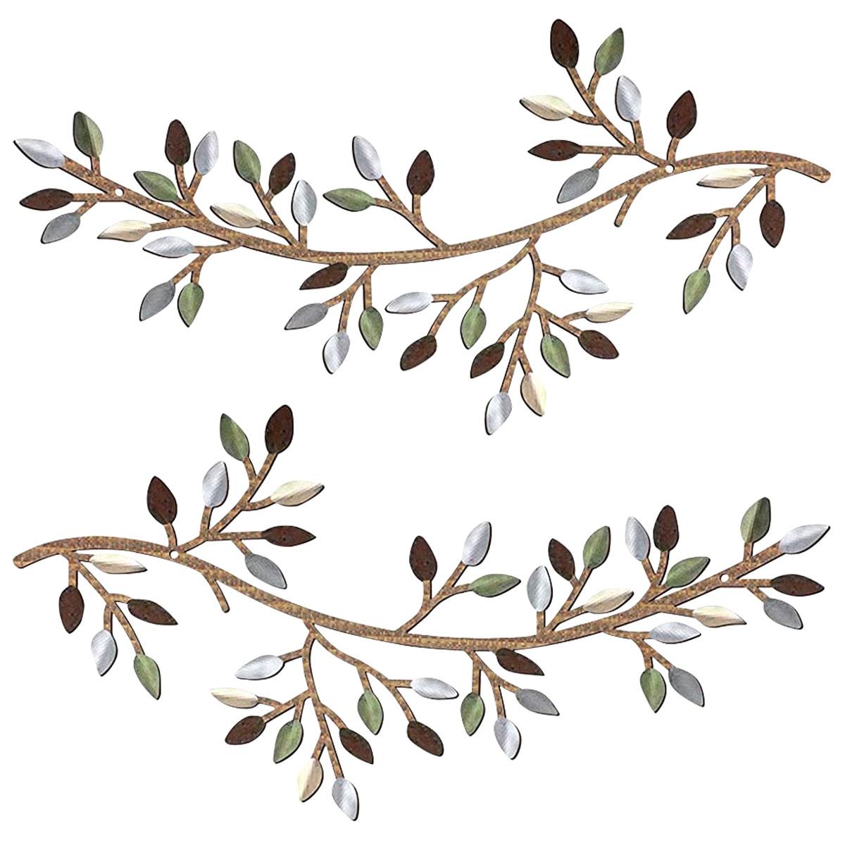 

2Pcs Metal Wall Art Tree Leaf Vine Olive Branch Wall Silhouette Home Decoration Housewarming Gift Party Ornament for Home Decor