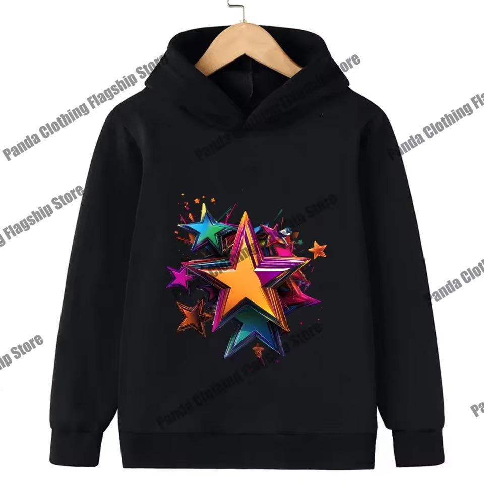 Pink Star Print Children's Hoodie for Boys and Girls - Long-Sleeved and Warm