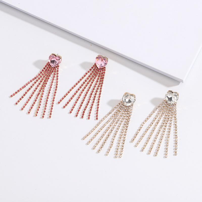 Versatile Japanese-Korean Gemstone Chain Earrings: Trendy Long Pendant Style for Women