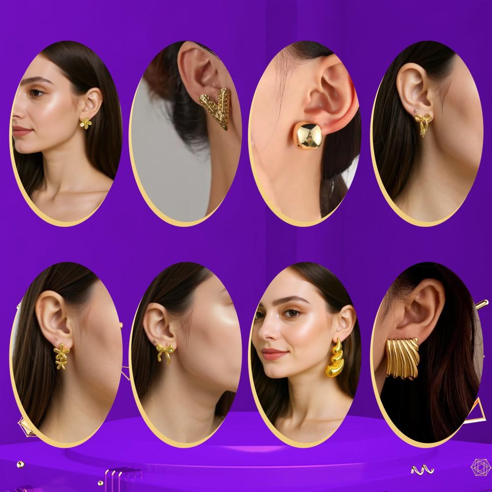 Dainty Thick Stud Earrings for Women Jewelry Irregular Geometric Flower Dangle Stud Earrings For Women Style Random Shipping