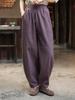 Spring New Cotton Linen Women's Elastic Waist Lantern Pants